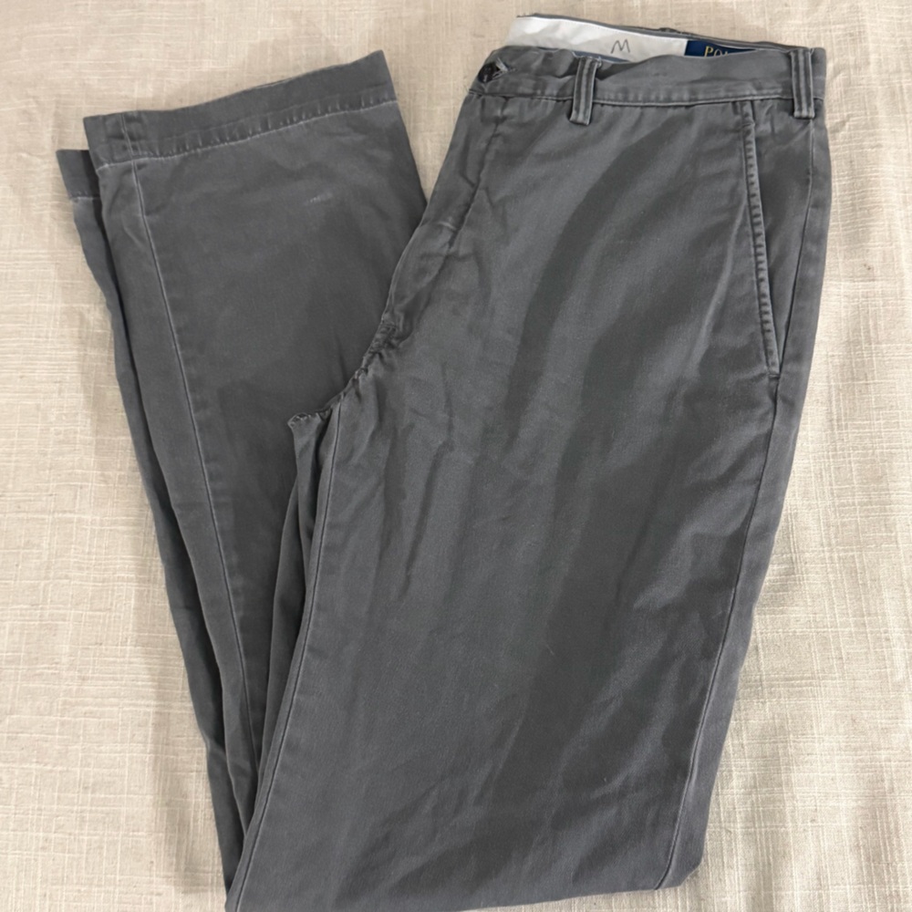 Polo Ralph Lauren Classic Cotton Twill Pants 36x36 Charcoal Gray Flat Front